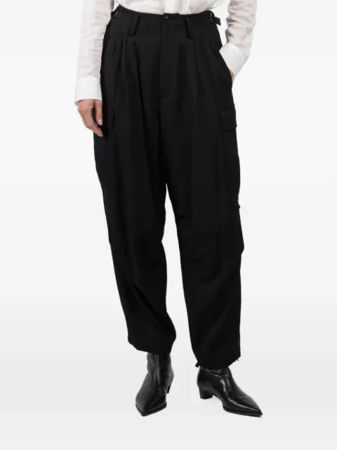 Y's buckled cargo-pockets tapered trousers