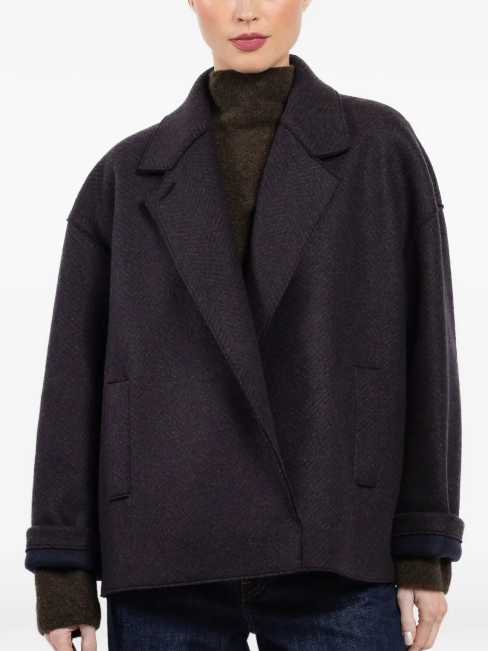 Harris Wharf London herringbone-pattern jacket - Marrone