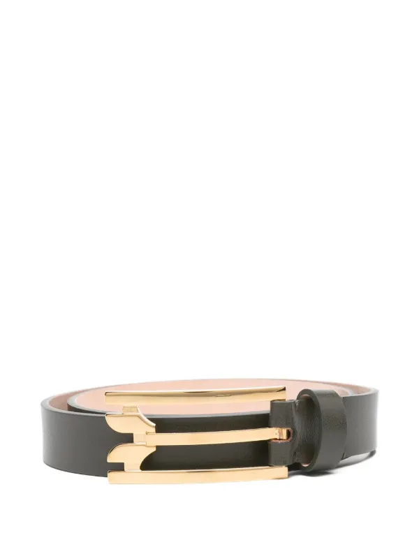 Victoria Beckham Logo-buckle Leather Belt in Green