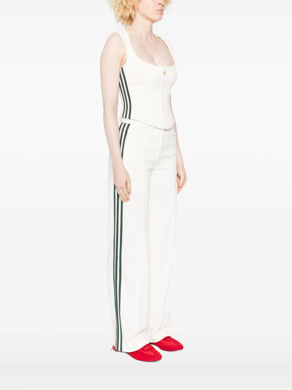 Adidas Originals Zip-front Panelled Top In White