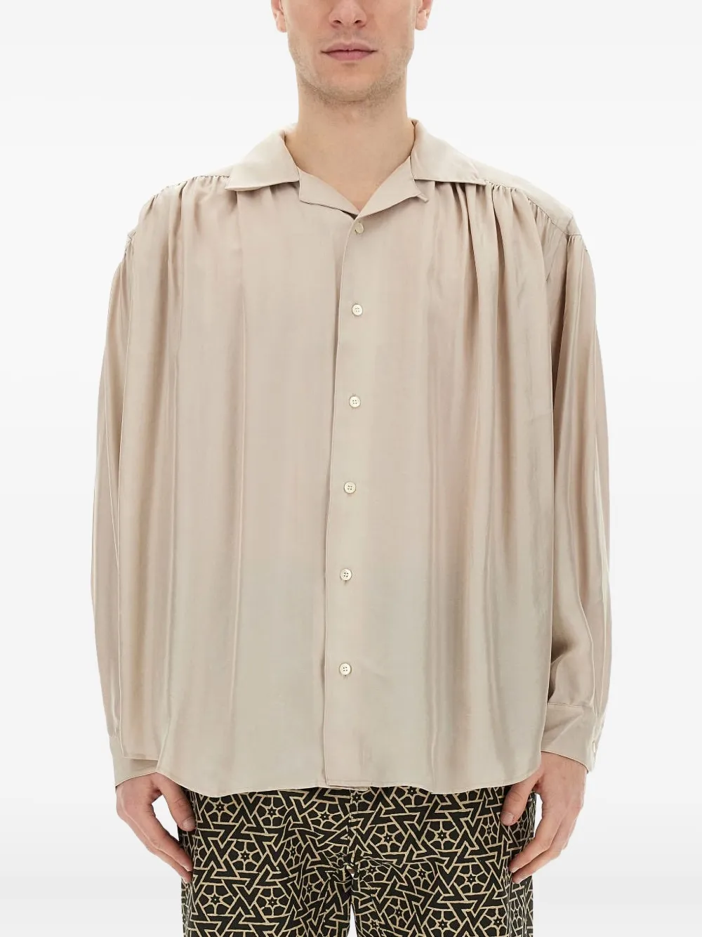 AIE gathered buttoned shirt | Neutrals | Image 1