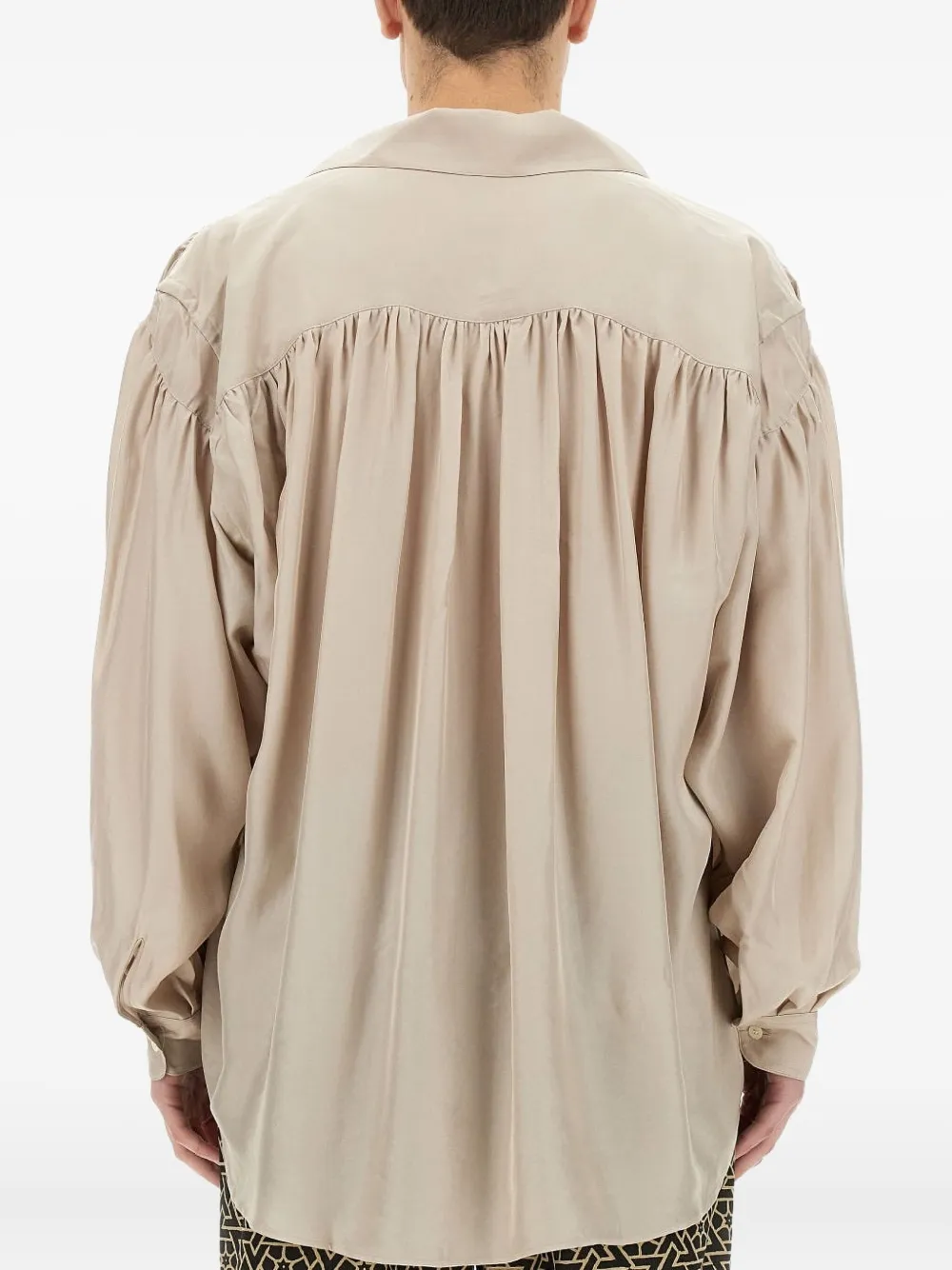 Aïe Gathered Buttoned Shirt In Neutral