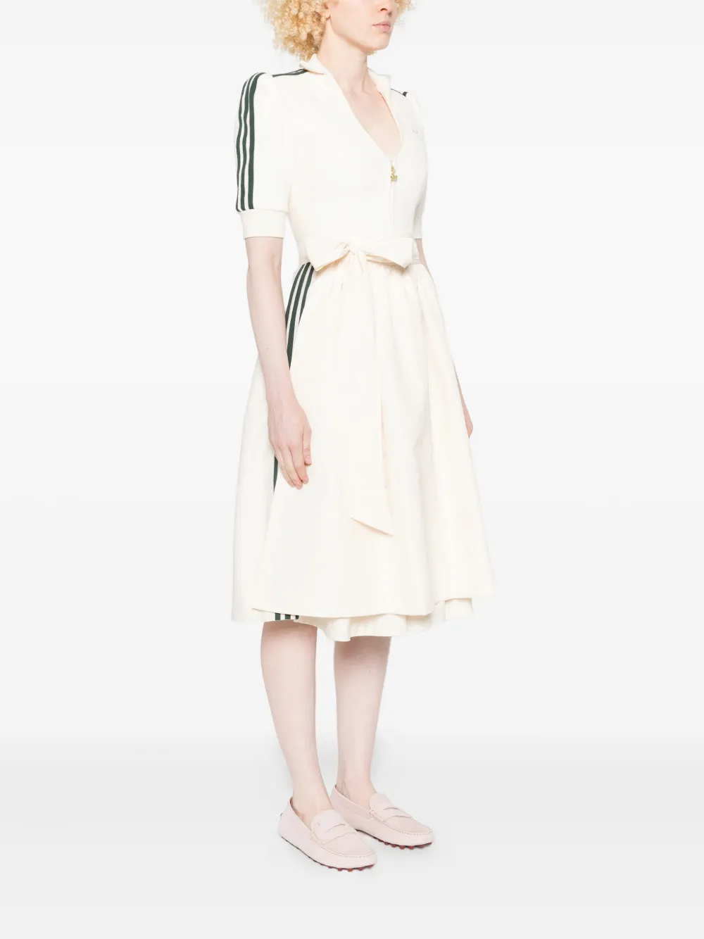 adidas Midi-jurk met drie strepen en rits Wit