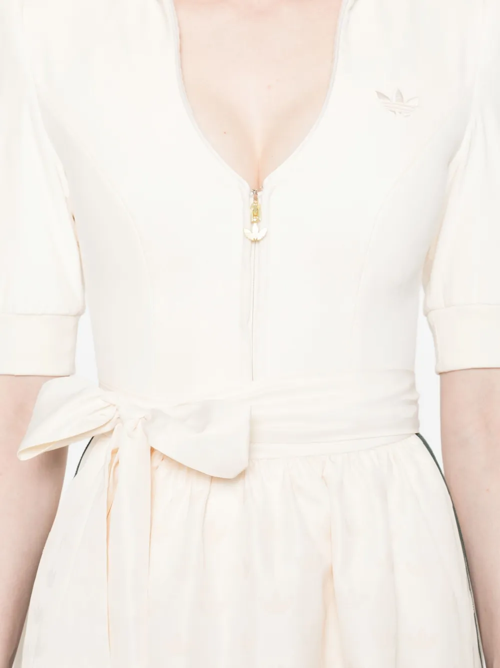 adidas Midi-jurk met drie strepen en rits Wit