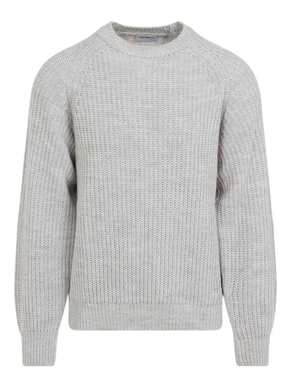 Carhartt Crew Neck Knit Sweater With Ribbed Cuffs In Gray