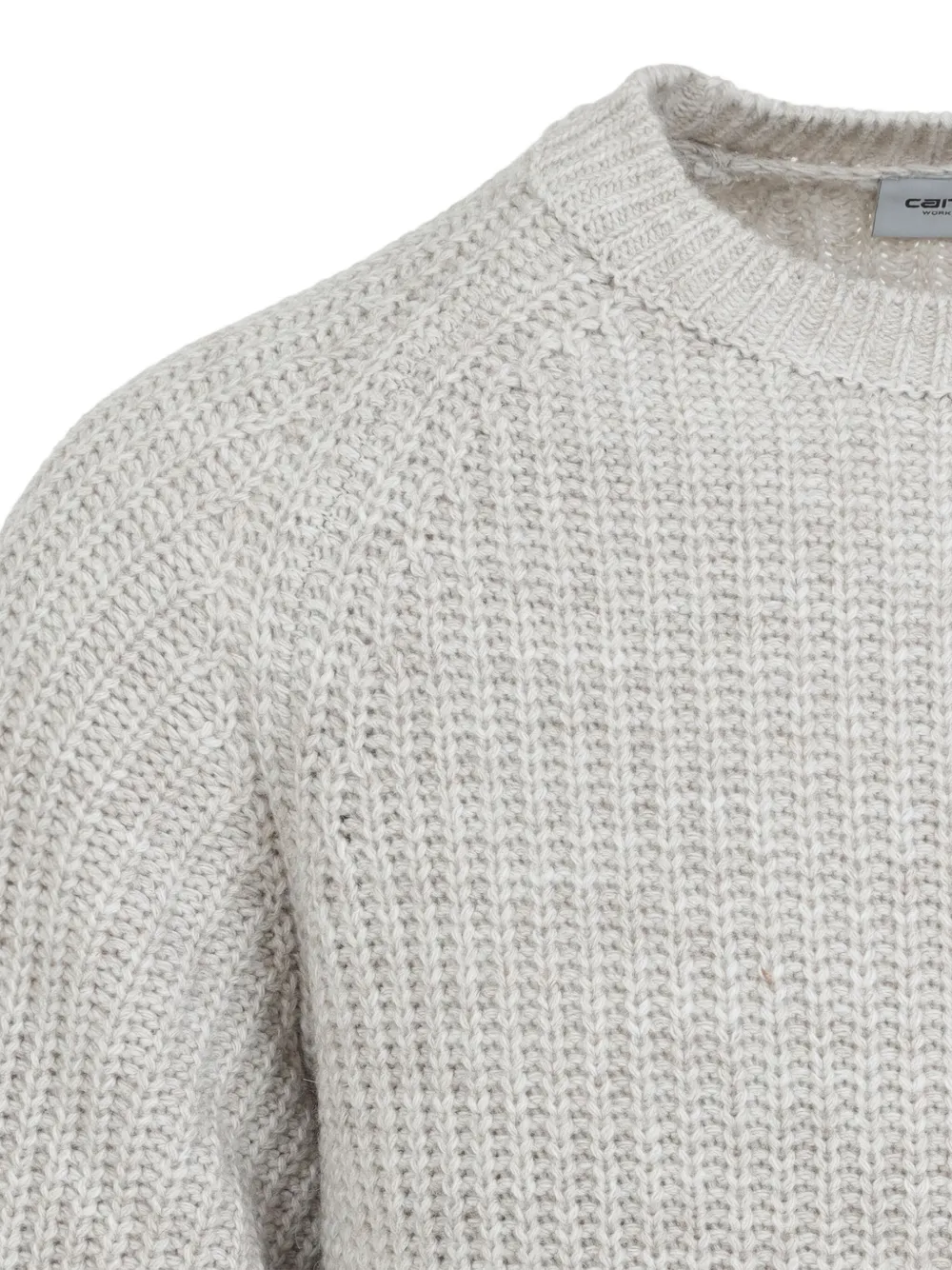 Carhartt Crew Neck Knit Sweater With Ribbed Cuffs In Gray