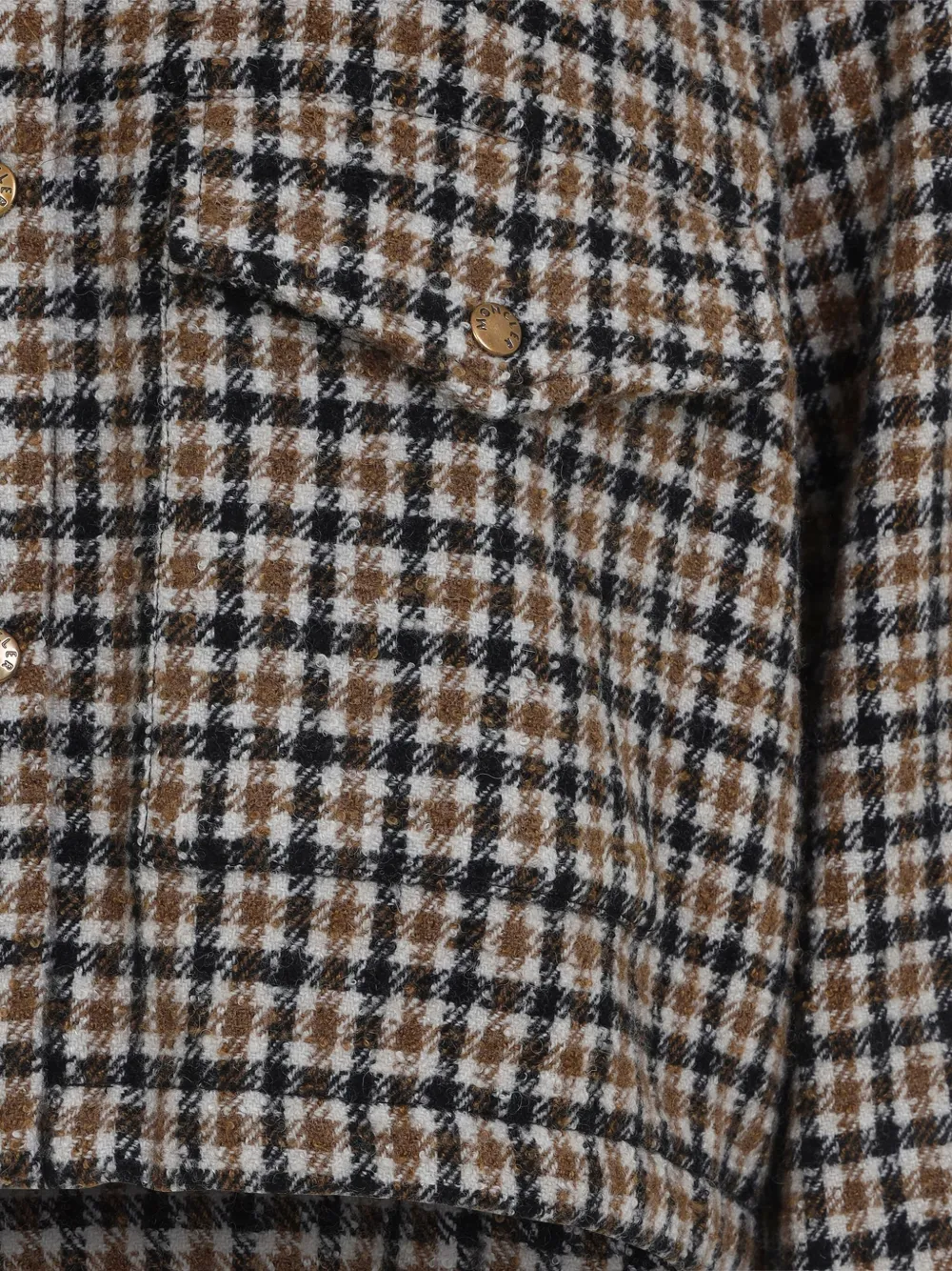 Moncler Checkered Long Sleeve Shirt Front Pockets In Gray