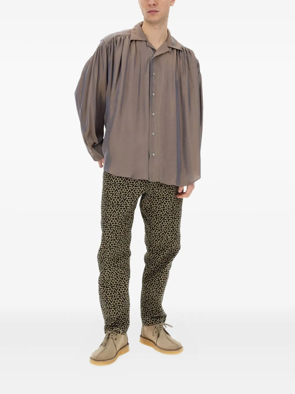 AIE Gesmockt overhemd met knopen - Roze