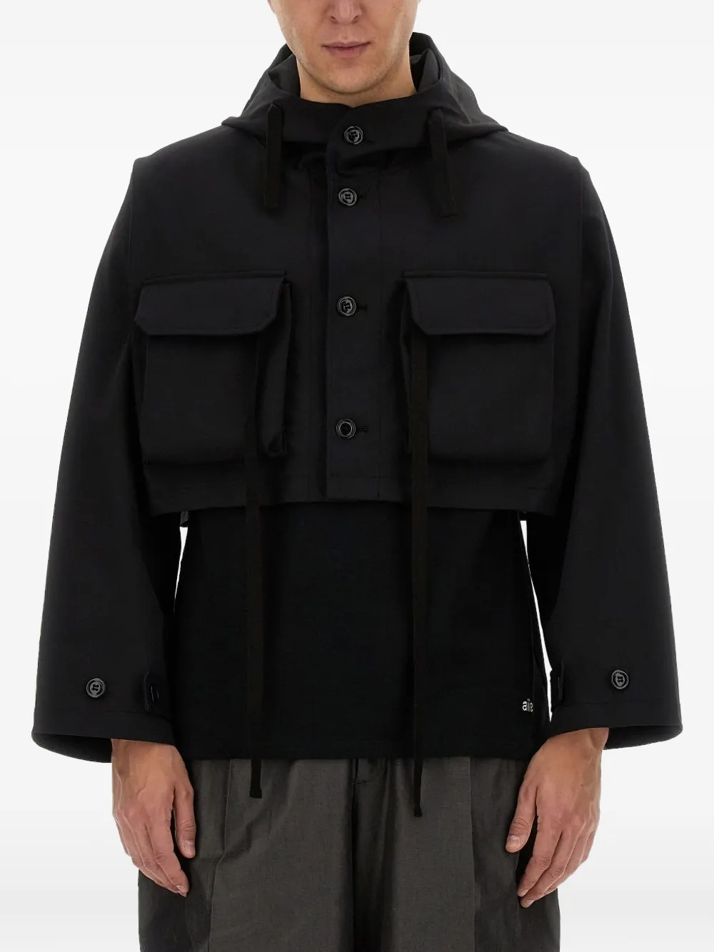 AIE cropped hooded jacket | Black | Image 1