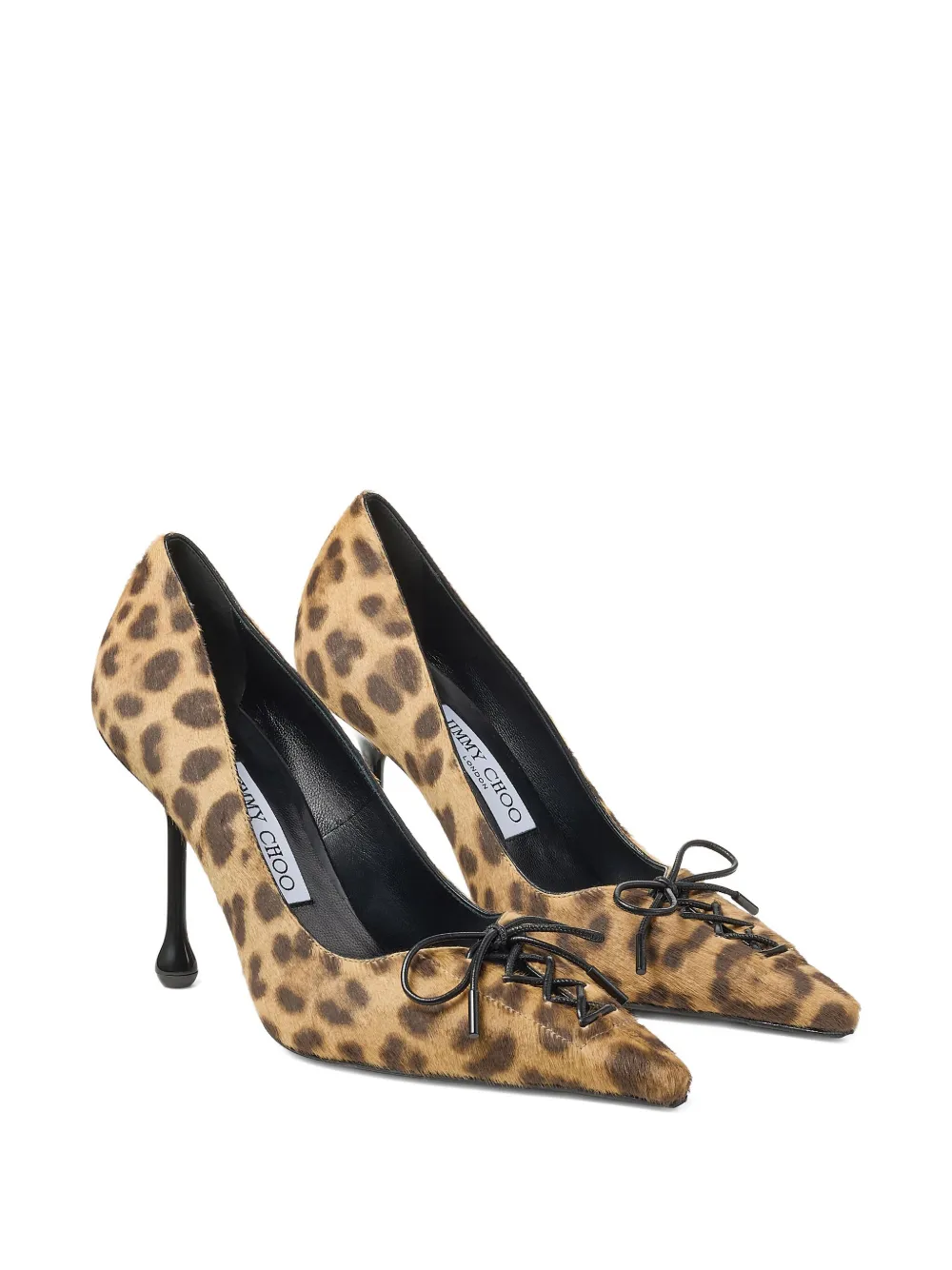 Jimmy Choo 95mm Scarlett Leopard-print Lace-up Pumps In Brown