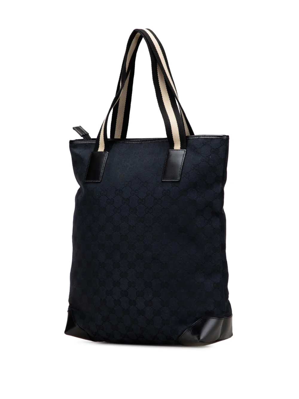 Pre-owned Gucci 2000-2015 Gg Canvas Web Tote Bag In Black
