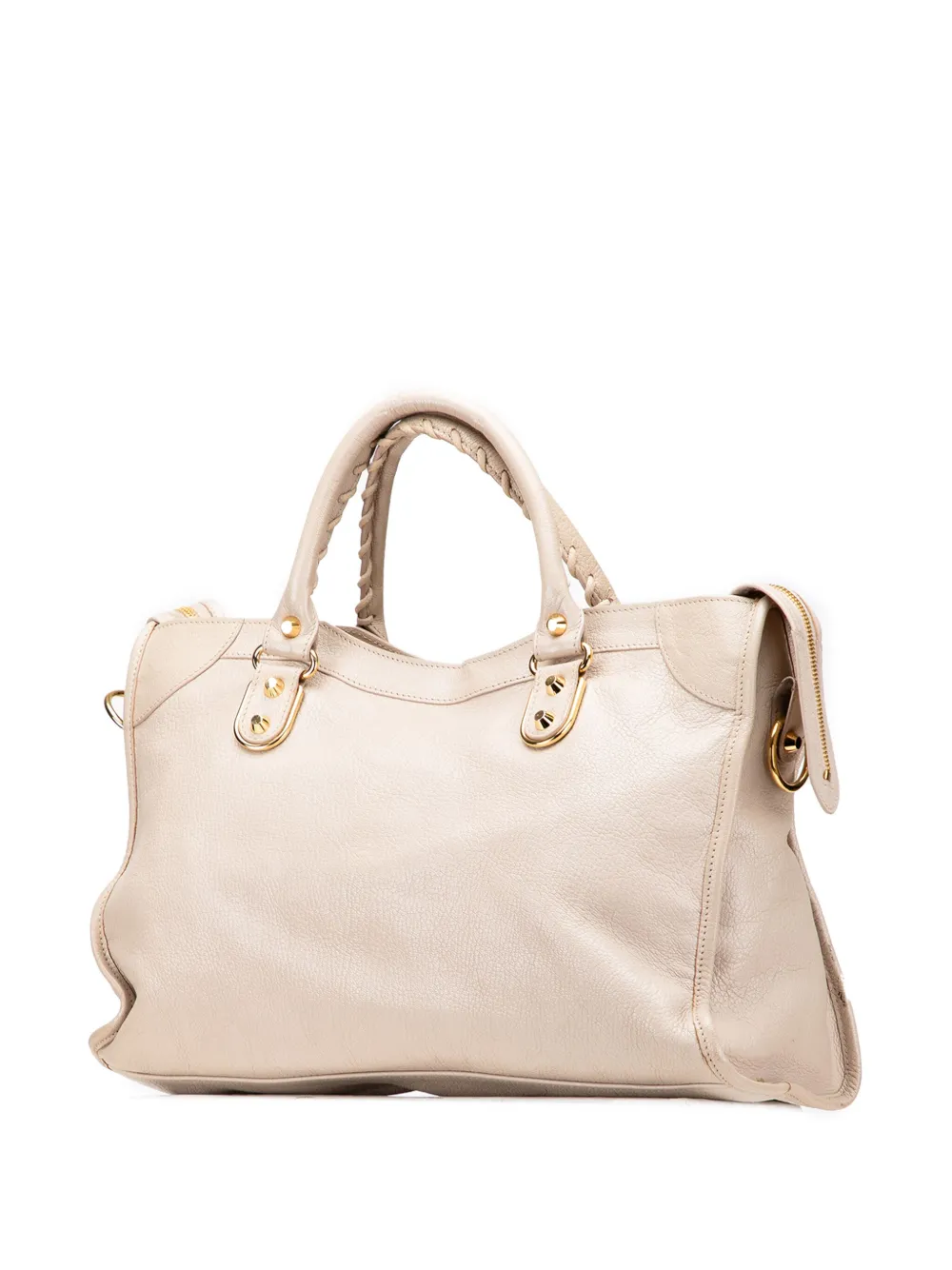 Pre-owned Balenciaga 2004 Chevre Motocross Classic Metallic Edge City Satchel In Brown