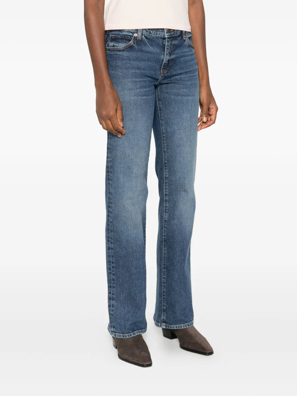 Frame Button-fly Stretch-cotton Jeans In Blue
