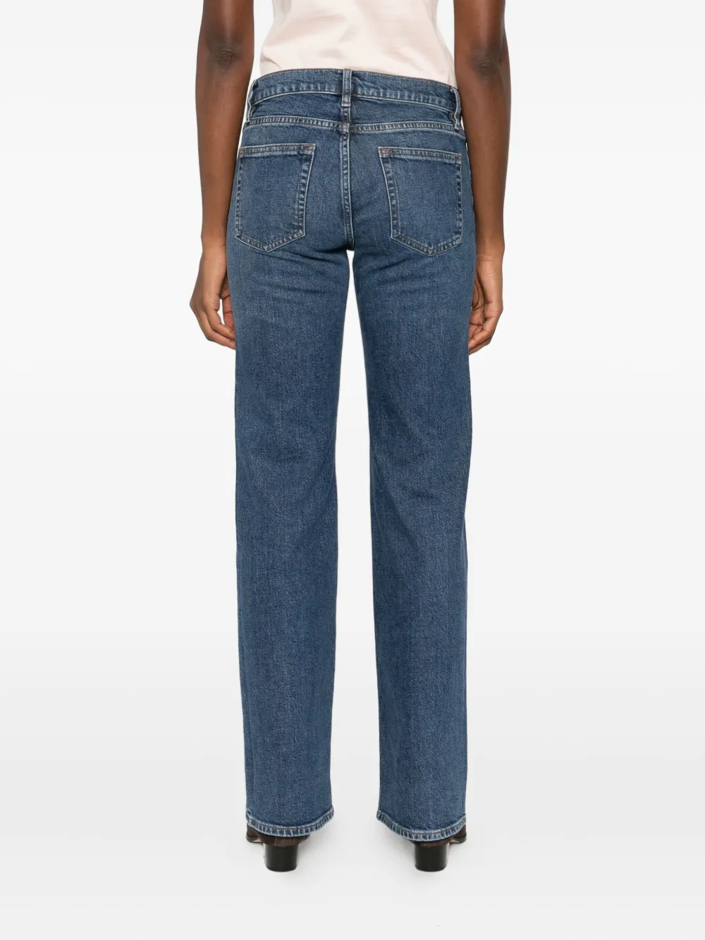 Frame Button-fly Stretch-cotton Jeans In Blue