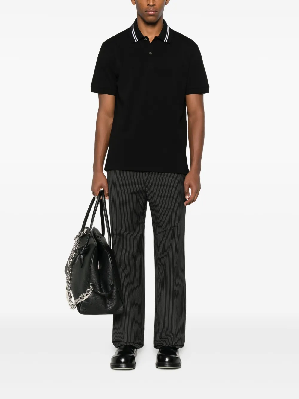 Alexander McQueen Poloshirt met gestreept-detail - Zwart