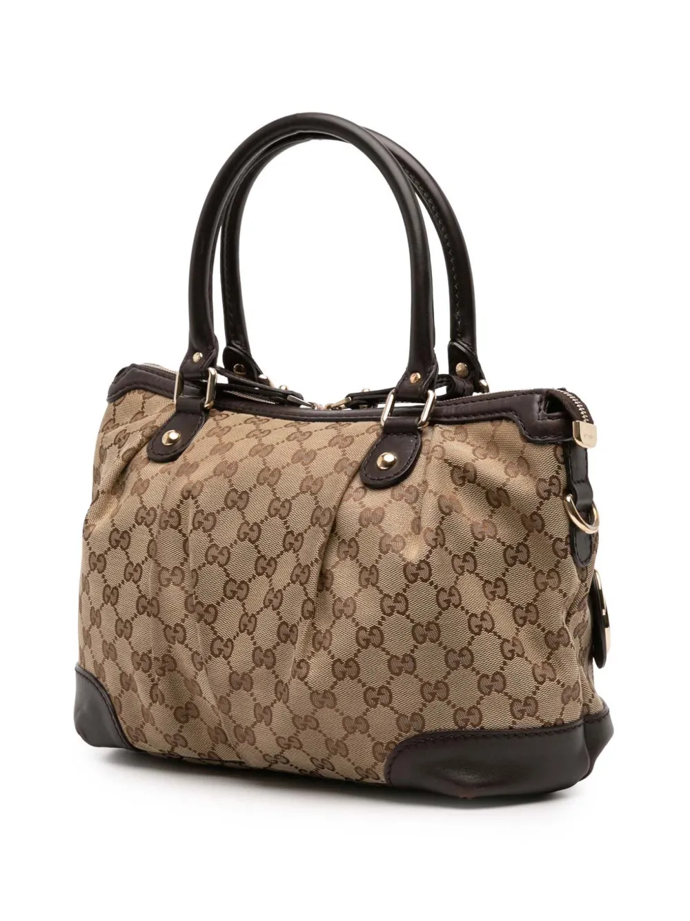 Pre-owned Gucci 2016-2025 Gg Canvas Sukey Satchel In Brown