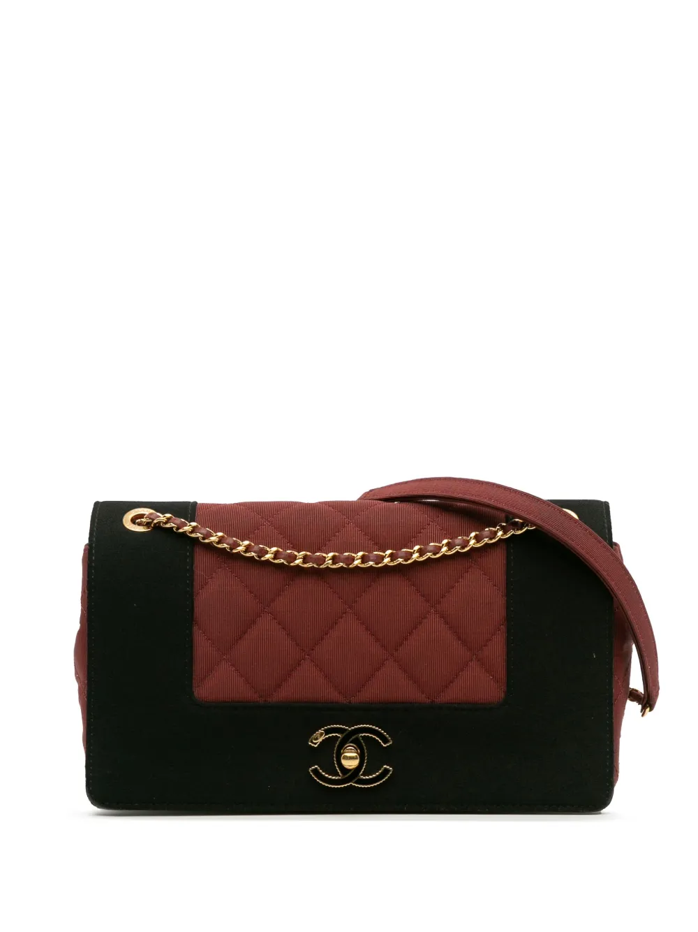 CHANEL Pre-Owned 2017-2018 Small Bicolor Quilted Grosgrain Satin Small Mademoiselle Double Flap shoulder bag | Black | Image 1