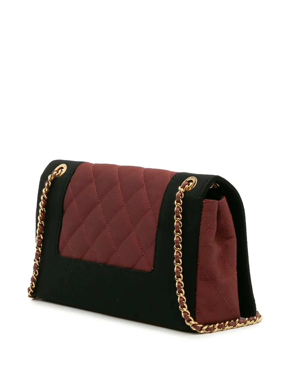 Pre-owned Chanel 2017-2018 Small Bicolor Quilted Grosgrain Satin Small Mademoiselle Double Flap Shoulder Bag In Black