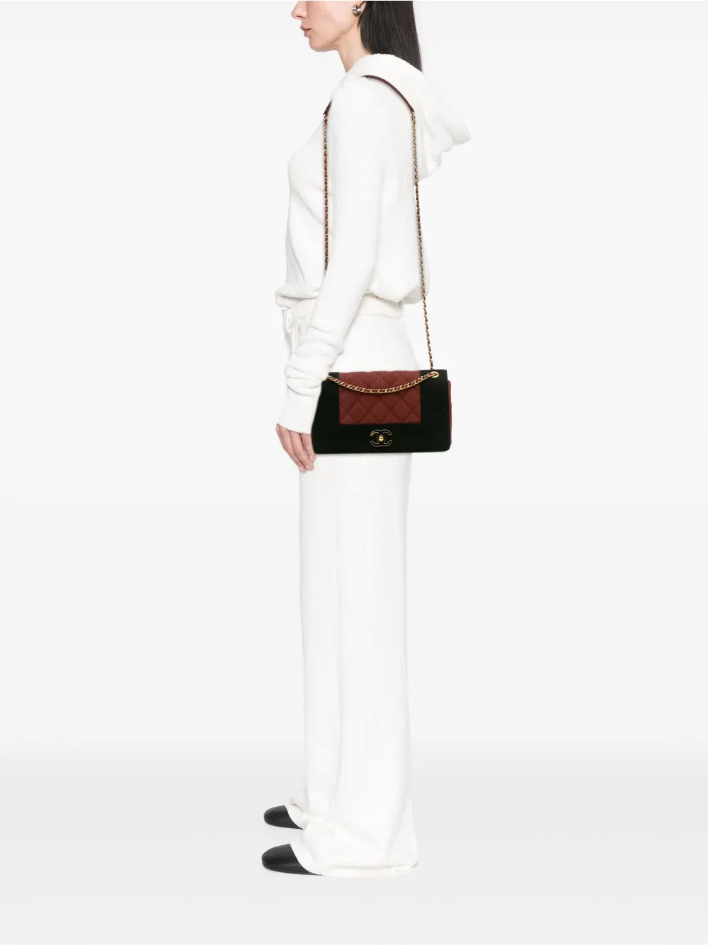 CHANEL Pre-Owned 2017-2018 Small Bicolor Quilted Grosgrain Satin Small Mademoiselle Double Flap shoulder bag | Pre-Owned | Image 2
