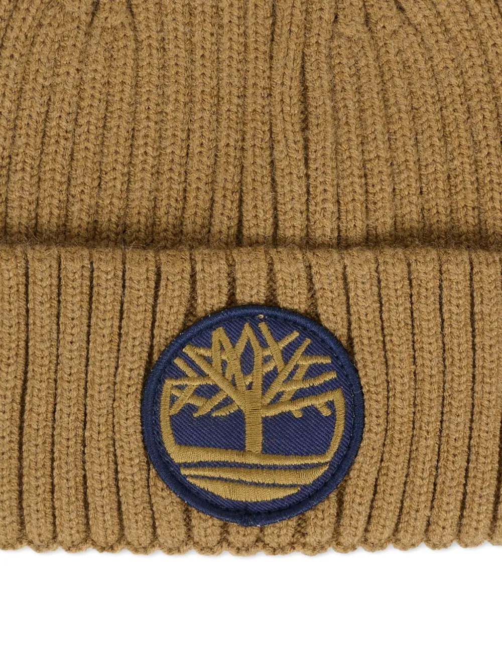 Timberland Logo-patch Ribbed Beanie In Brown
