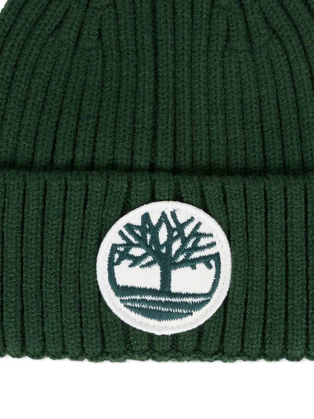 Timberland Logo-patch Ribbed Beanie In Black