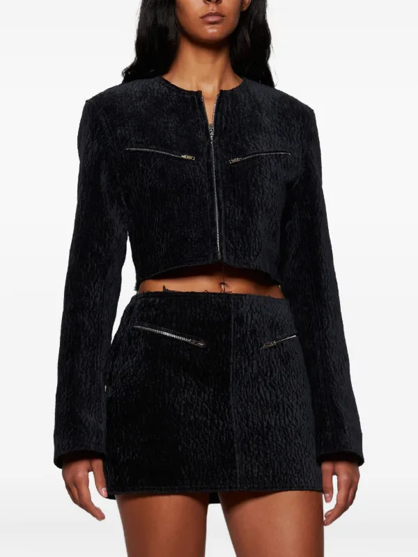 Alexander Wang クロップド ベルベットジャケット | ブラック