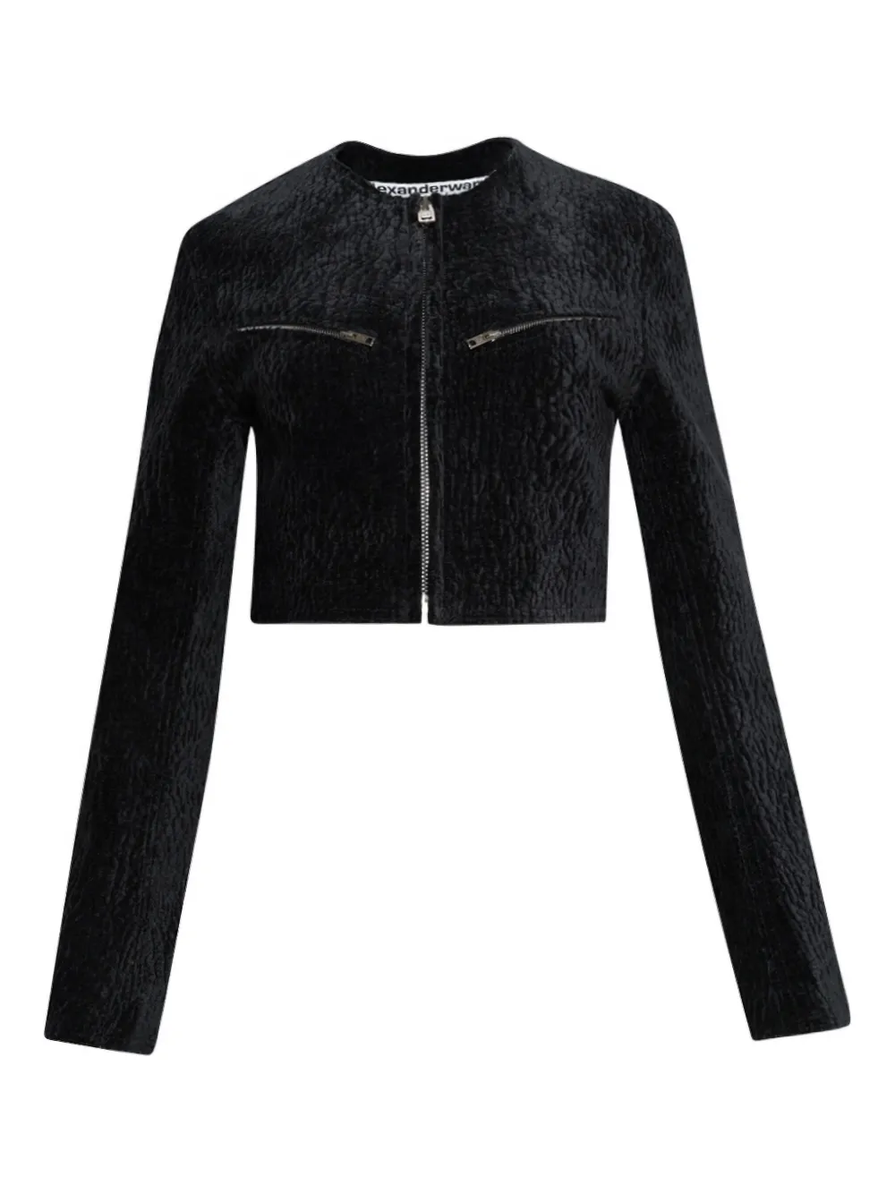 Alexander Wang velvet-effect cropped jacket | Black | Image 1
