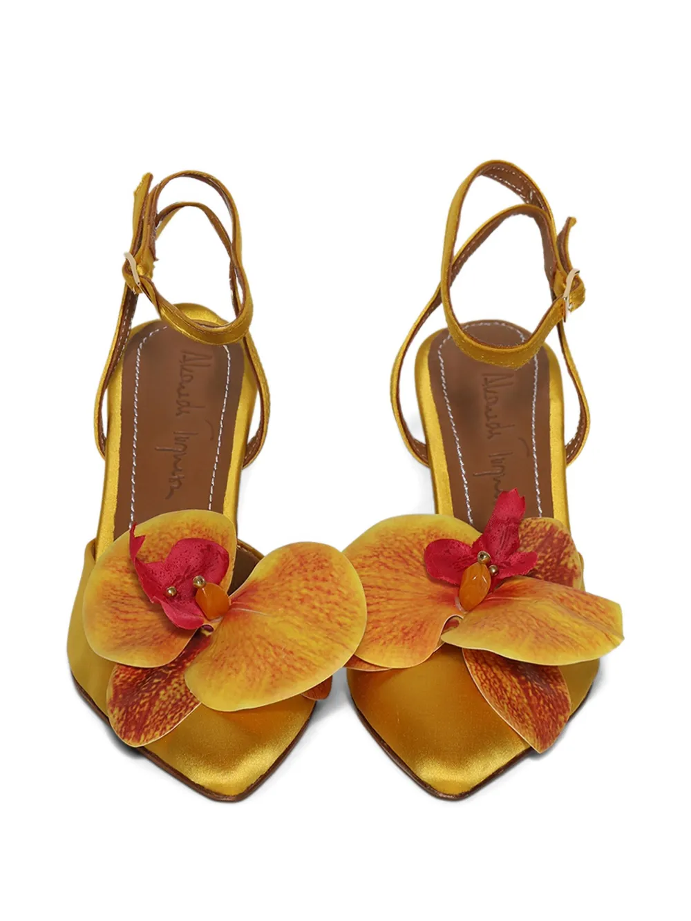 Alameda Turquesa 70mm orchid-embellished satin pumps | Heeled Pumps | Image 2