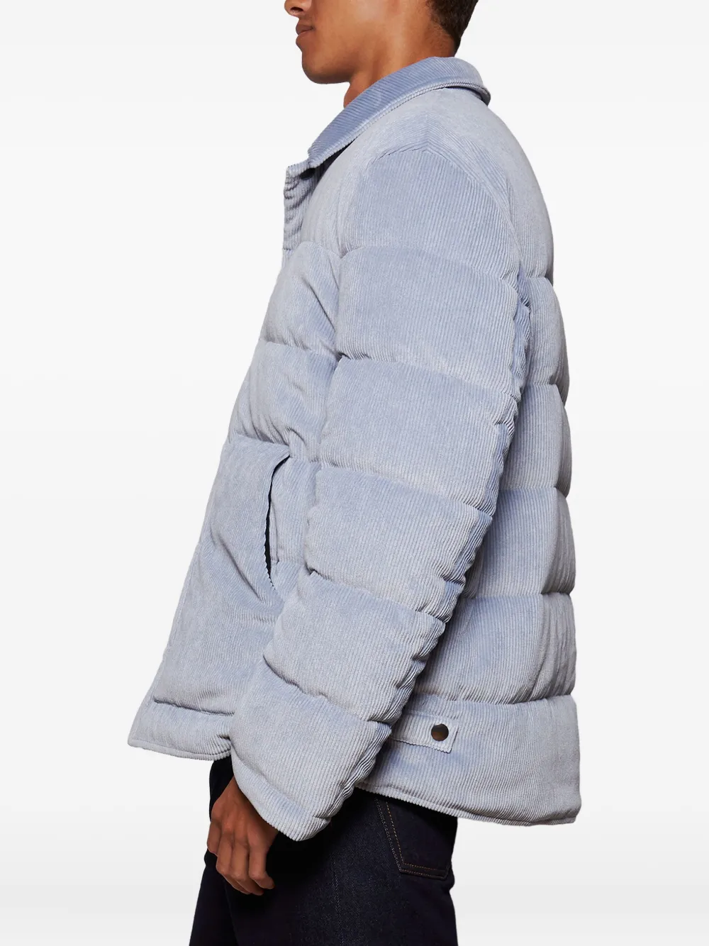Doppiaa Quilted Corduroy Padded Coat In Blue