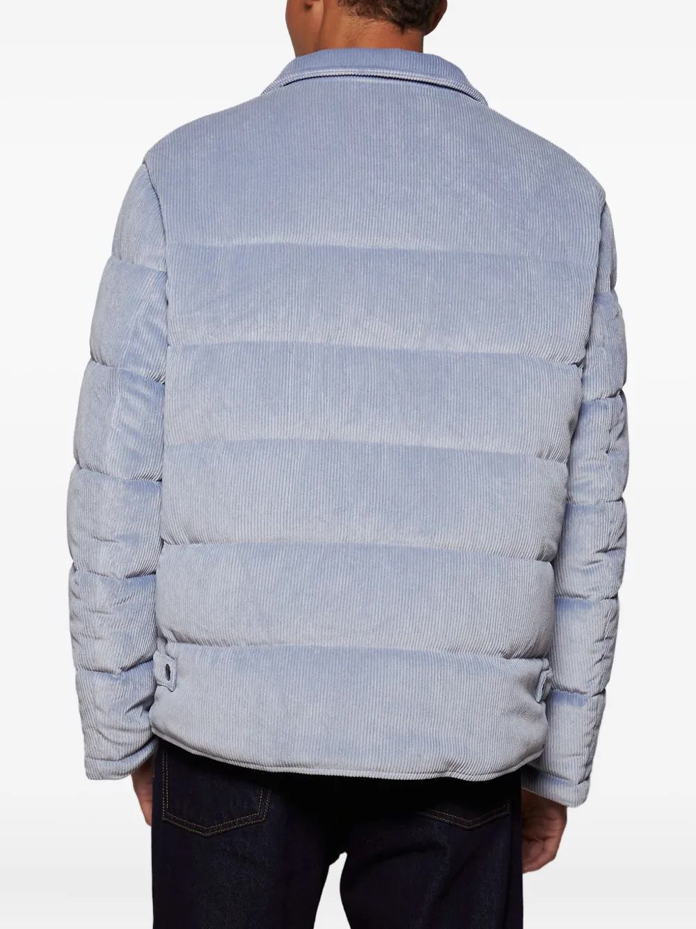 Doppiaa Quilted Corduroy Padded Coat In Blue