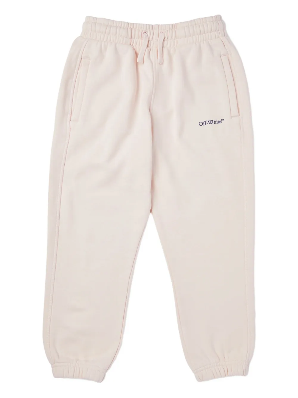 Off-white Kids' Logo Drawstring Trousers In Neutral