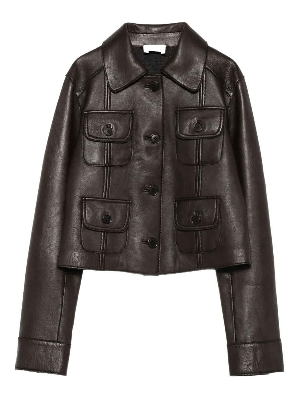 P.A.R.O.S.H. flap-pocket leather jacket | Brown | Image 1