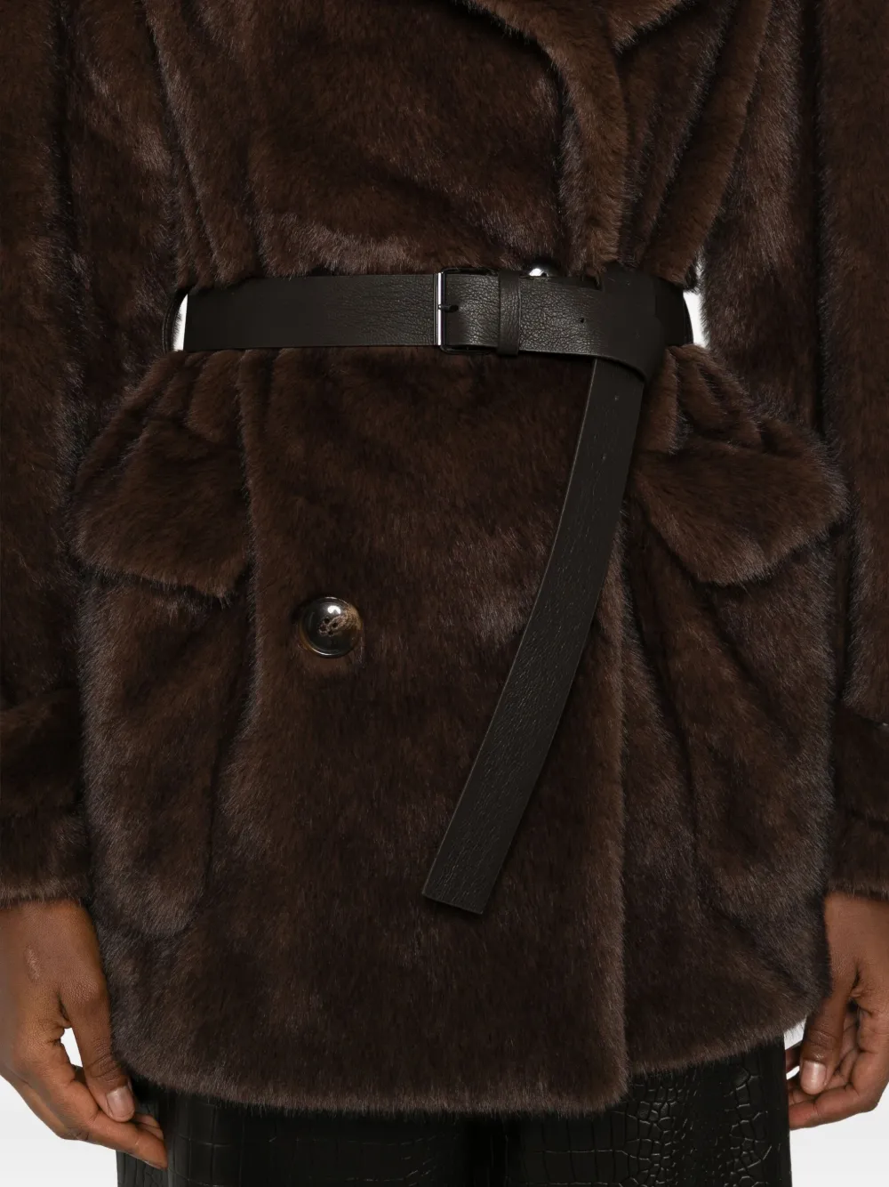 P.a.r.o.s.h Belted Double-breasted Coat In Brown