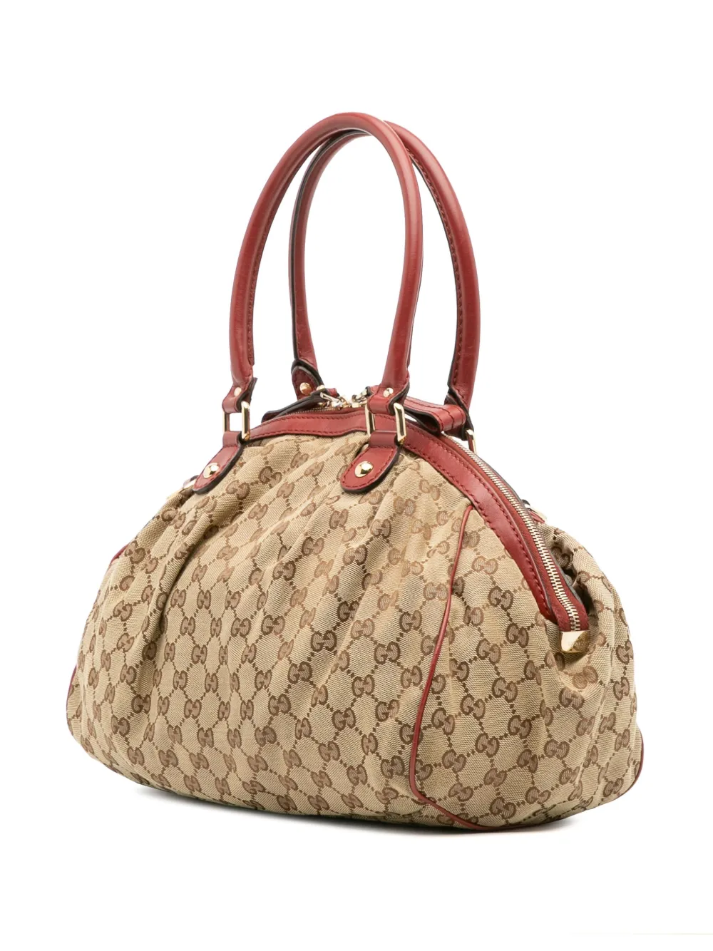 Pre-owned Gucci 2016-2025 Gg Canvas Sukey Satchel In Brown