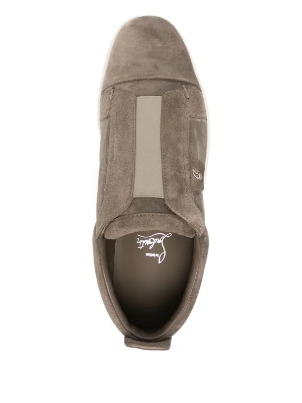 Christian Louboutin Brown Suede & Navy Leather Slip-On Sneakers with Star Accent St Louis suede slip-on sneakers in brown - Christian  main image 4