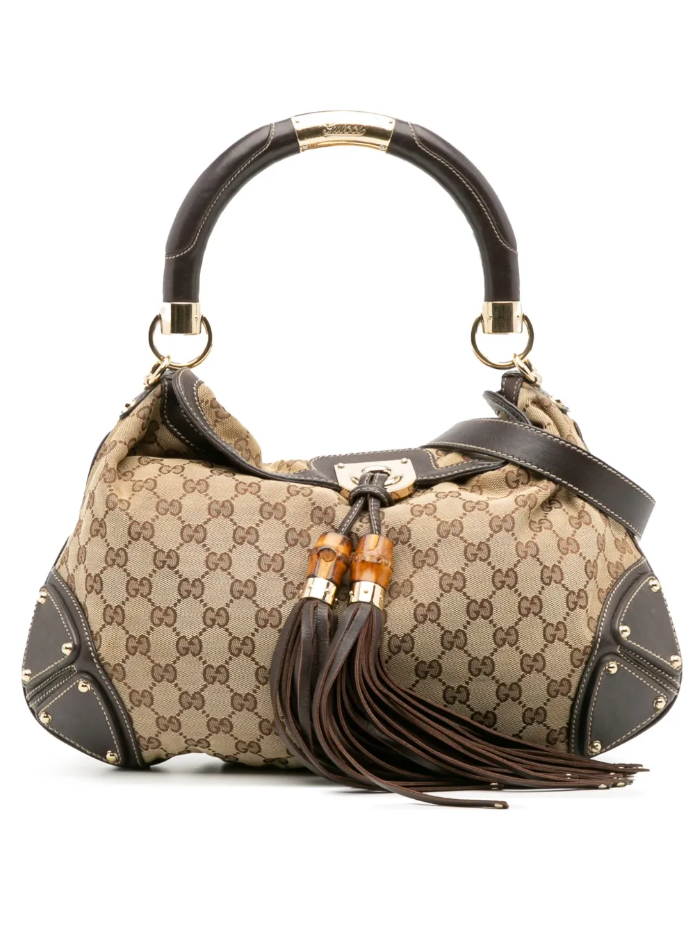 Gucci Pre-Owned 2016-2025 Medium GG Canvas Bamboo Indy Hobo satchel | Brown | Image 1