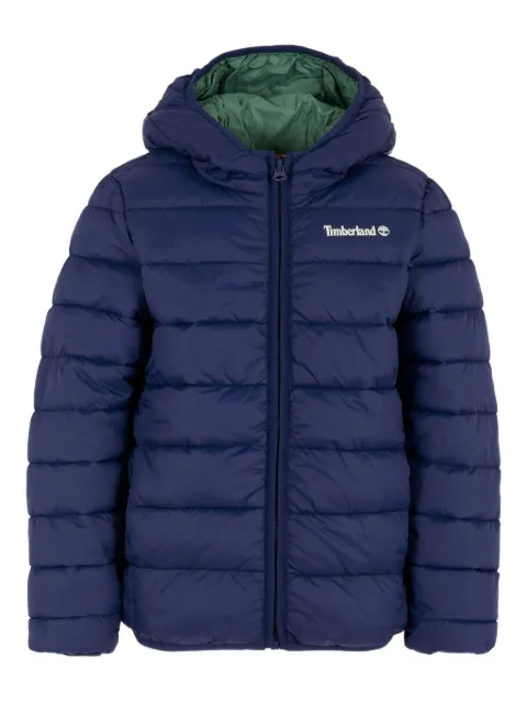 Timberland Kids logo-detail quilted hooded jacket