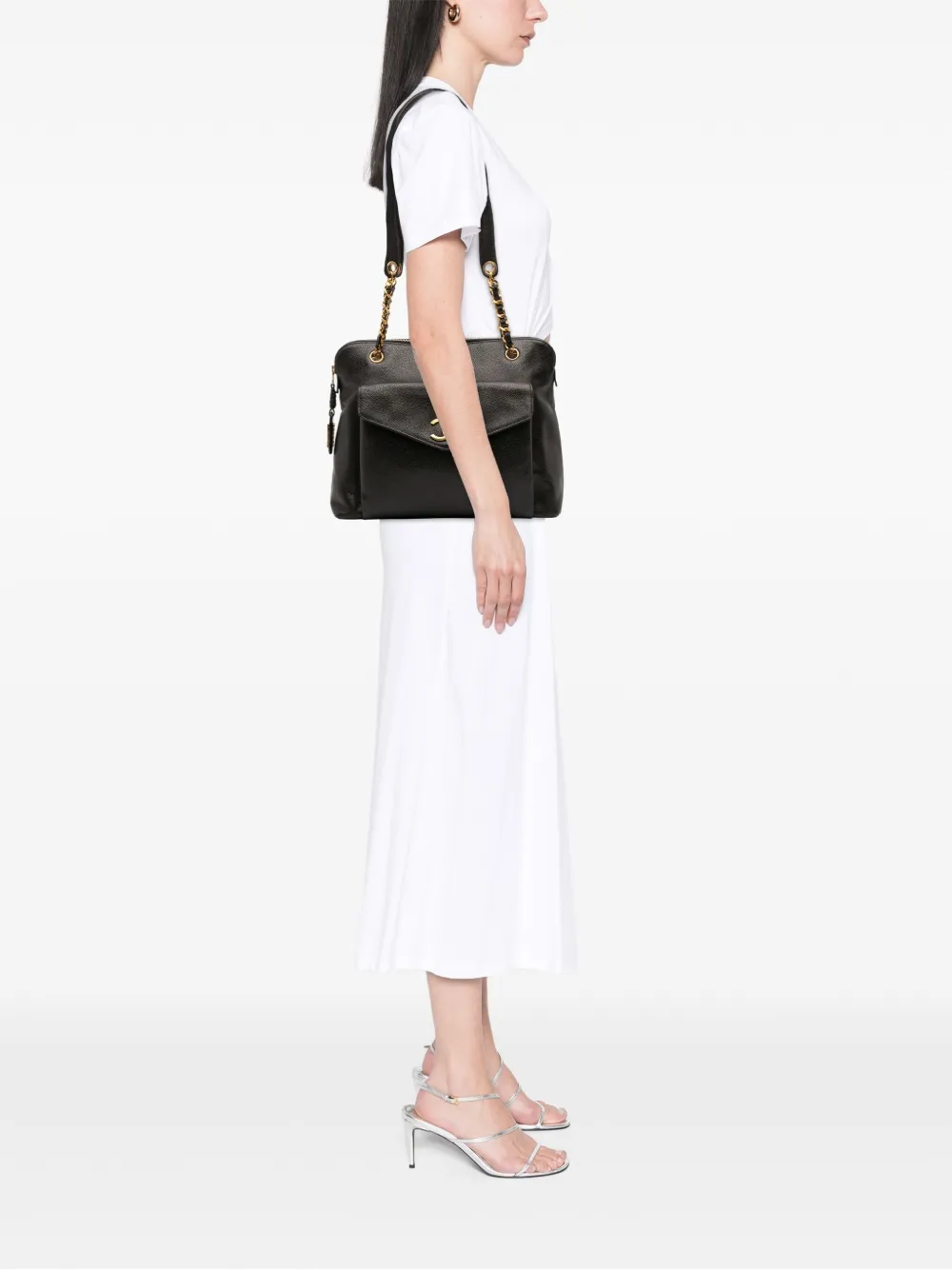 CHANEL Pre-Owned 1994-1996 Caviar Front Pocket Chain tote bag | Pre-Owned | Image 2