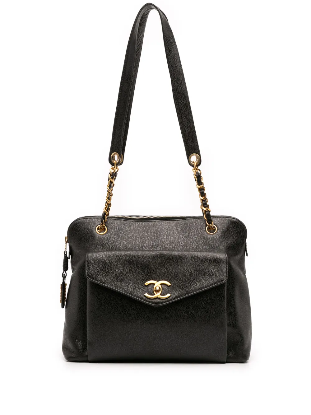 CHANEL Pre-Owned 1994-1996 Caviar Front Pocket Chain tote bag | Black | Image 1