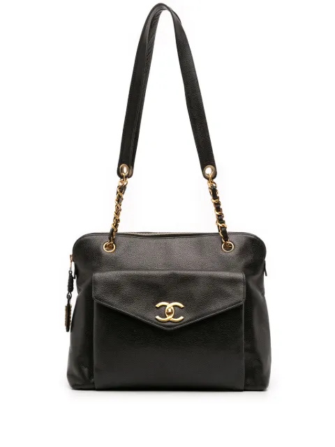 CHANEL Pre-Owned 1994-1996 Caviar Front Pocket Chain tote bag