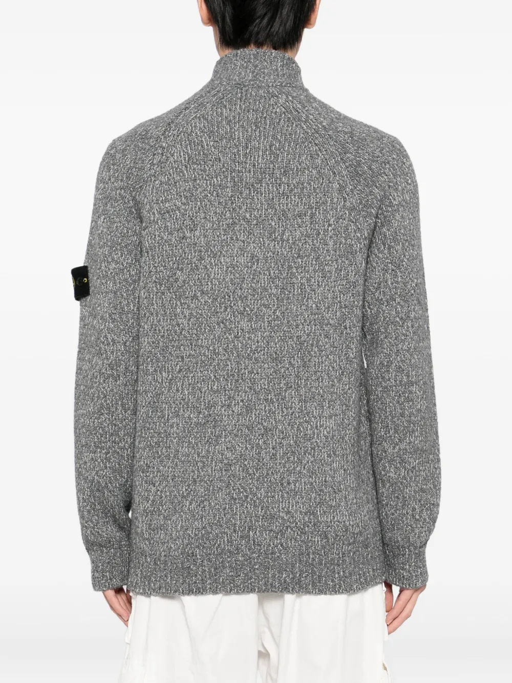 Stone Island Logo-patch Cardigan In Gray