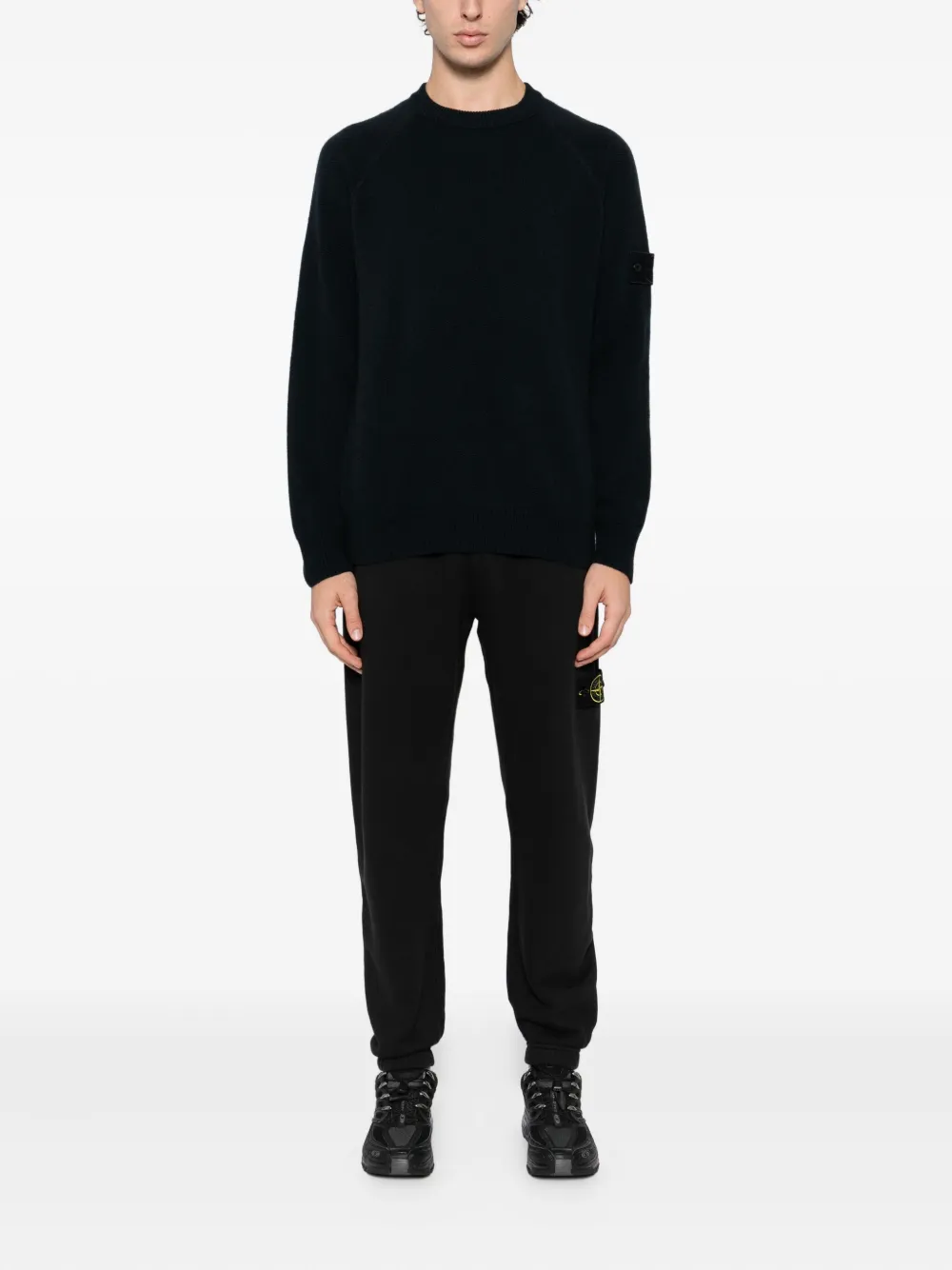 Stone Island Trui met logopatch - Blauw