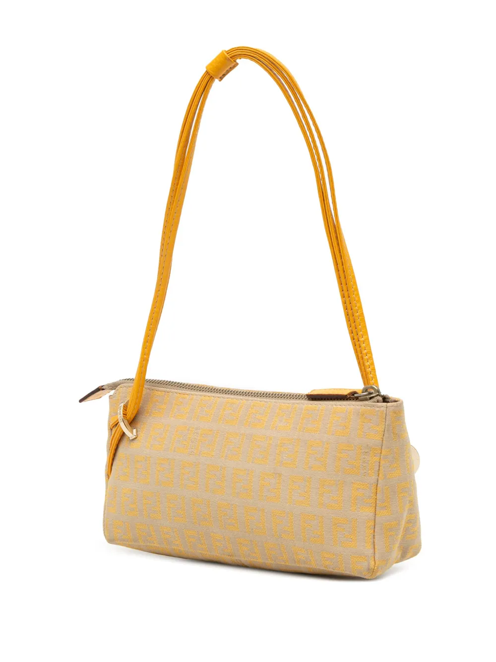 Pre-owned Fendi 2000-2010 Zucchino Canvas Triple Strap Pochette Shoulder Bag In Yellow