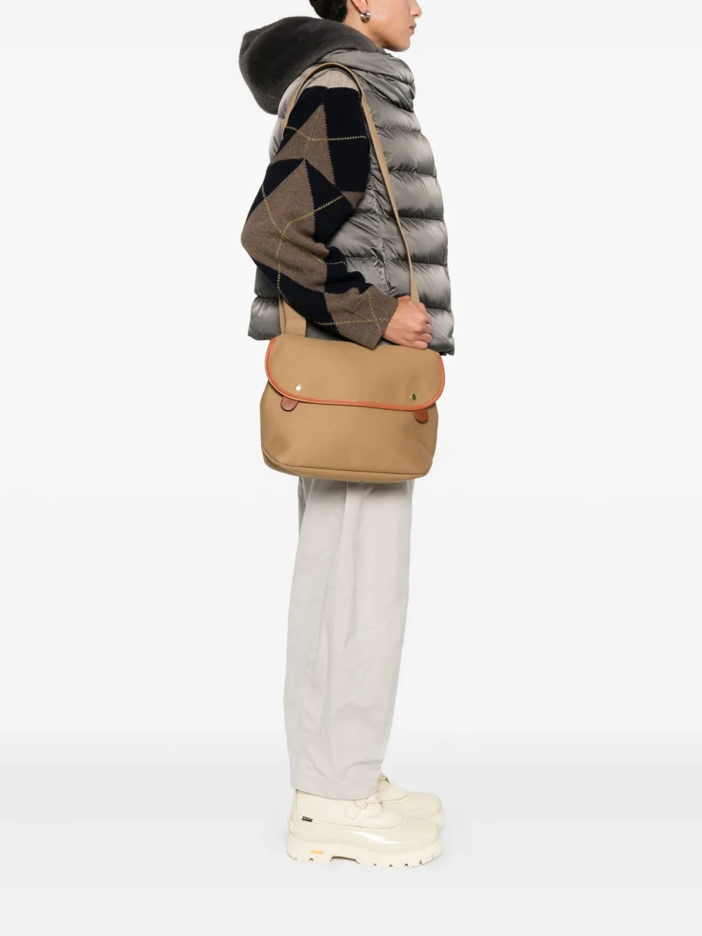 BRADY Avon leather-trimmed shoulder bag - Bruin