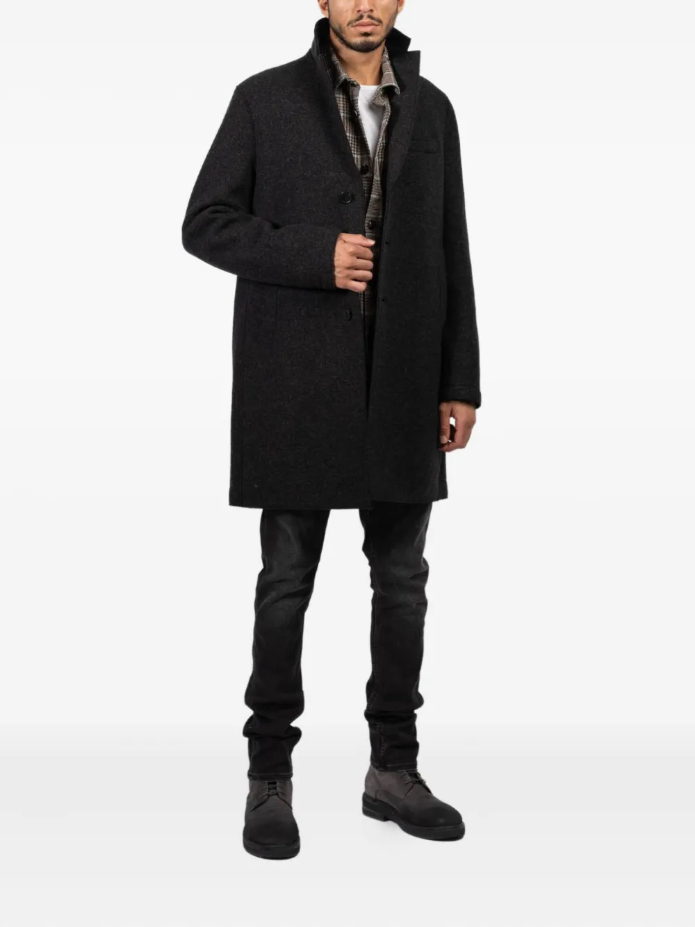 Harris Wharf London button wool single-breasted coat | Single Breasted Coats | Image 2