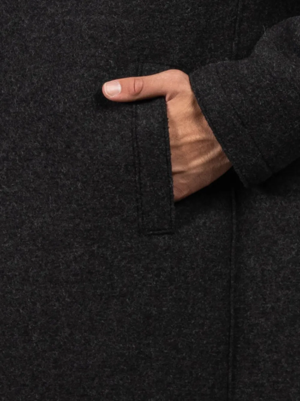 Harris Wharf London Wollen jas met enkele rij knopen Zwart