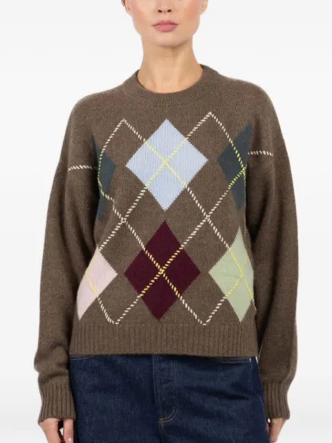 White + Warren argyle-pattern crew-neck pullover