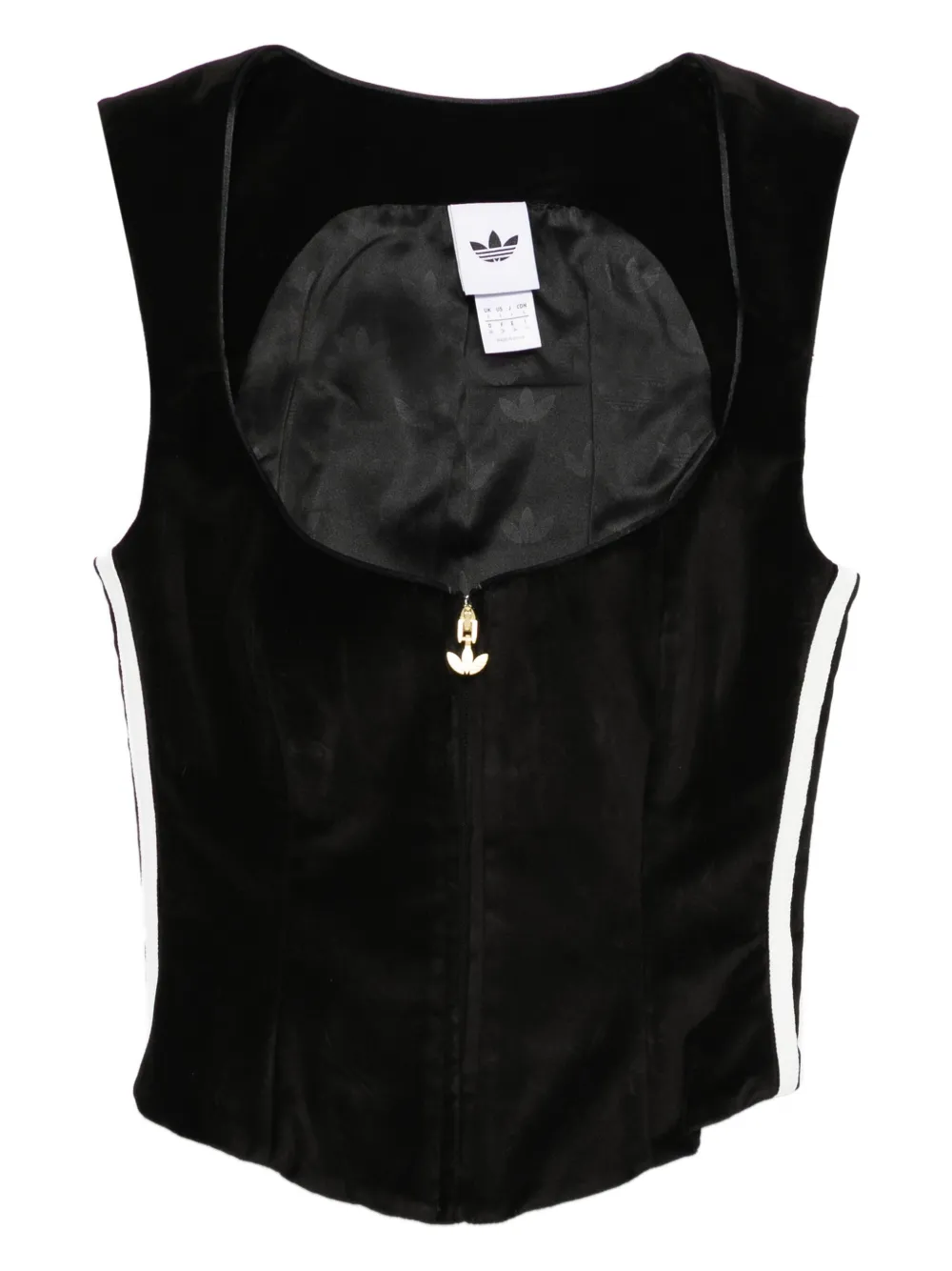 adidas velvet zip-front corset | Black | Image 1