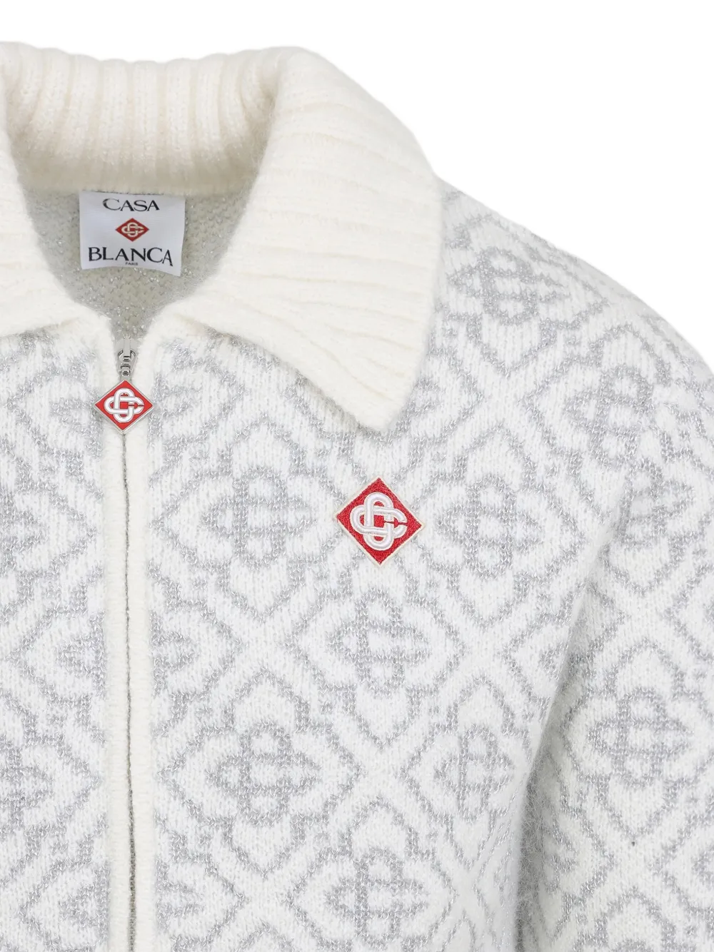 Casablanca Silver Monogram Zip Up Sweatshirt Men In Blue