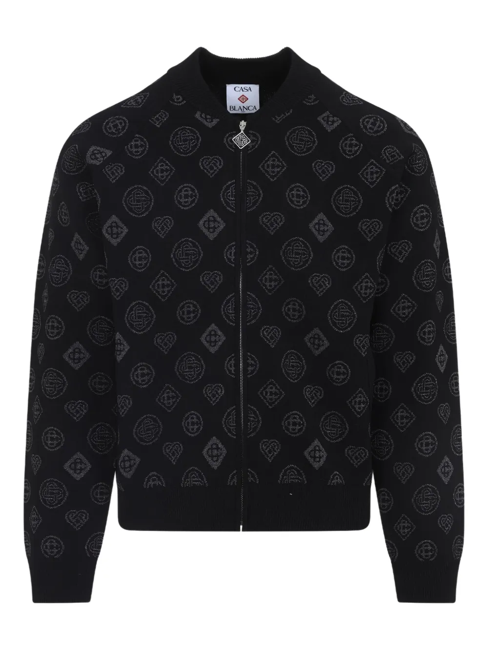 Casablanca logo-pattern zip-up jacket | Black | Image 1